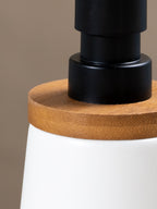 Matte White Ceramic with Bamboo Soap Dispenser
