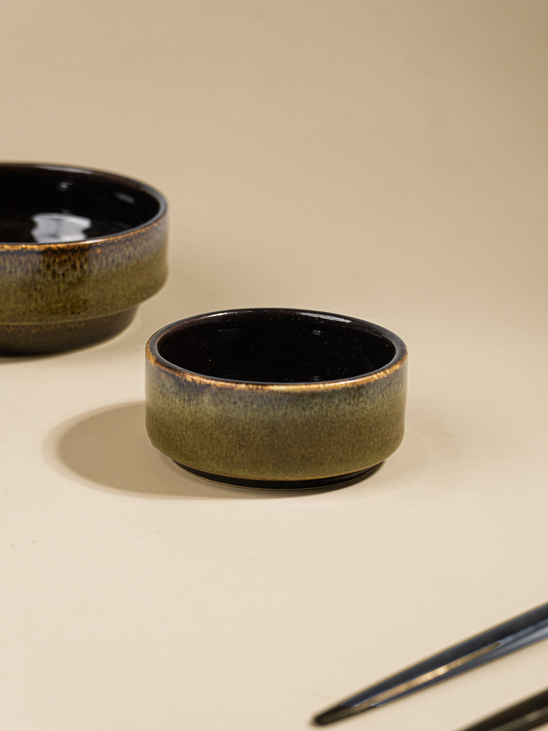 Modern Rustic Green Ceramic Small Bowls