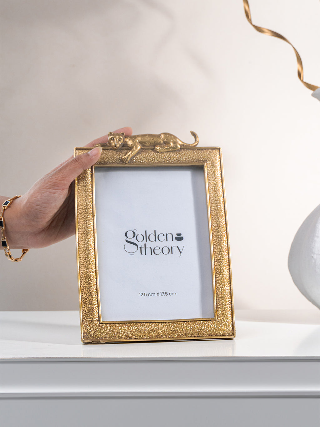 Gold Textured Photo Frame with Leopard Detail