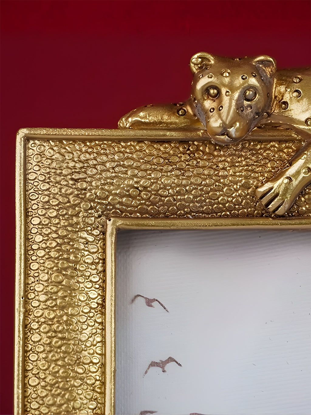 Gold Textured Photo Frame with Leopard Detail