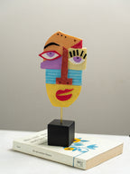 Multicolor Abstract Face Sculpture with Textured Face