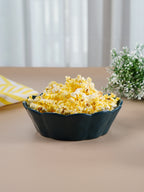 Deep Blue Ceramic Bowl with Scalloped Edges - Large