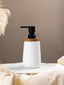 Matte White Ceramic with Bamboo Soap Dispenser