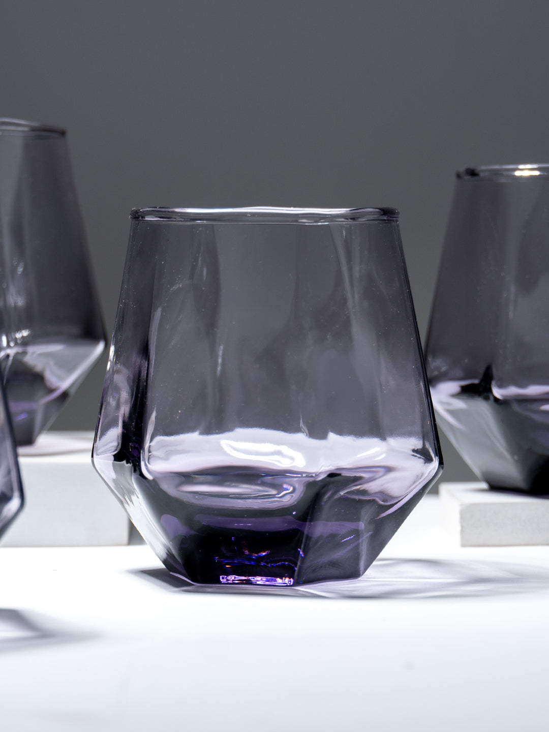 Purple Modern Geometric Glass Tumbler Set – 6-Piece