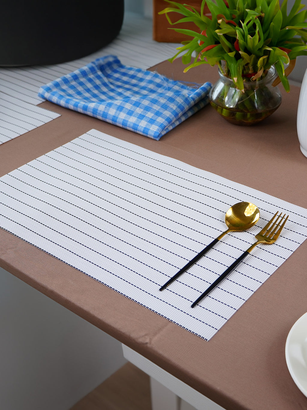White Striped Table Mats | Set of 2,4,6