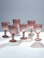 Rose-Pink Diamond-Cut Goblets - Set of 6