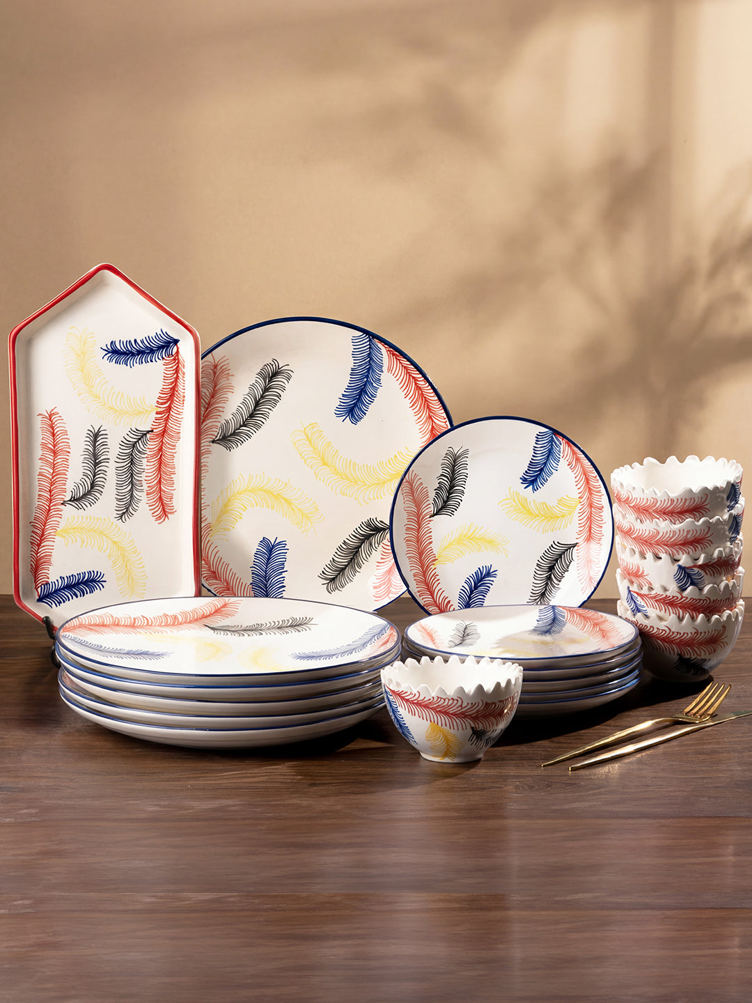 Multicolor Ceramic Dinner Set - Set of 19 Main image