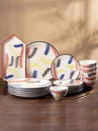 Multicolor Ceramic Dinner Set - Set of 19