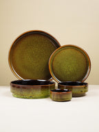 Modern Rustic Green Ceramic Dinner Set of 22 Piece