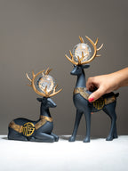 2Pcs Black Modern Deer Resin Figurines for Home Décor