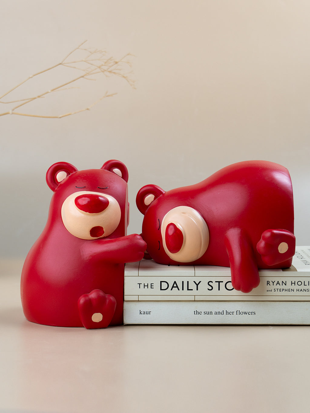 Adorable Red Bear Hug Bookends