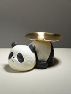 Panda-Shaped Figurine with Gold Plated Tray
