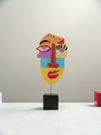 Multicolor Abstract Face Sculpture with Textured Face