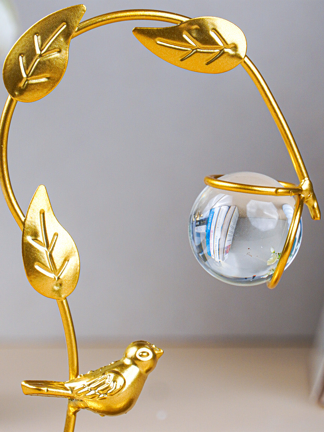 Golden Bird Design Planter Stand