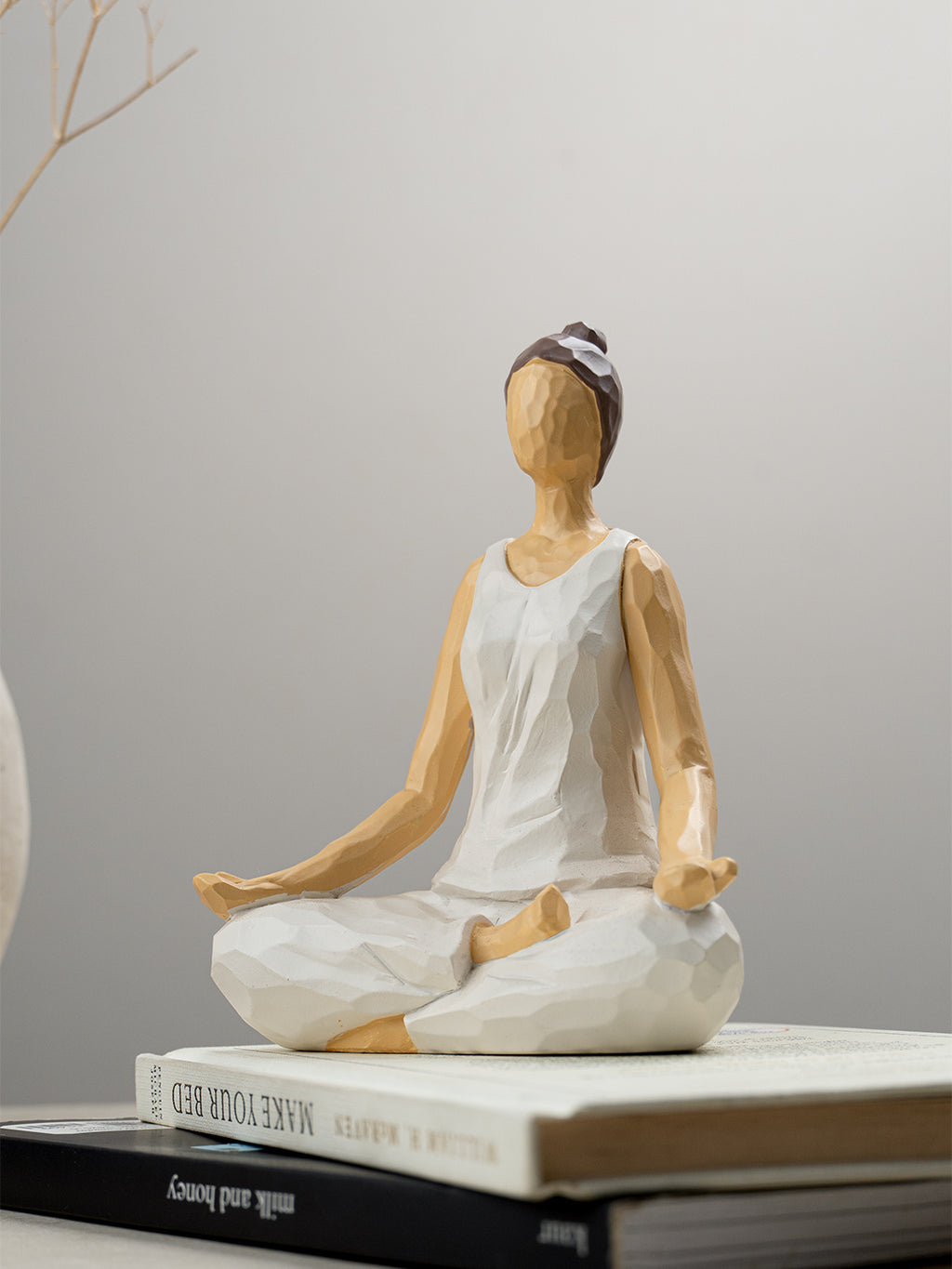 Yoga Figurine in White with Textured Finish