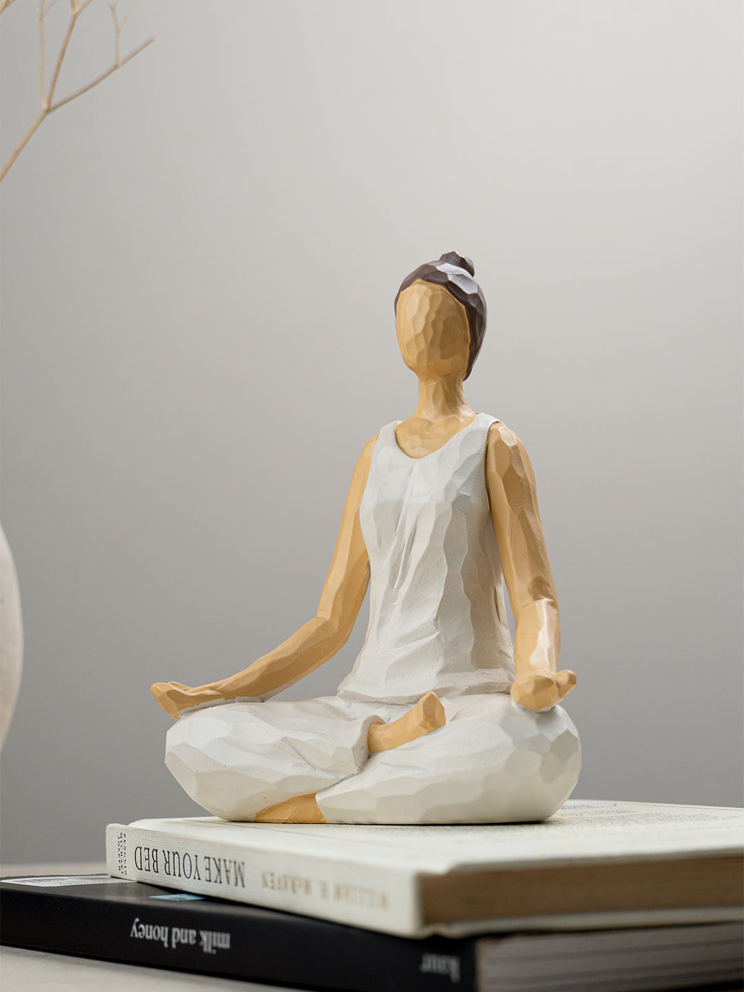 Yoga Figurine in White with Textured Finish