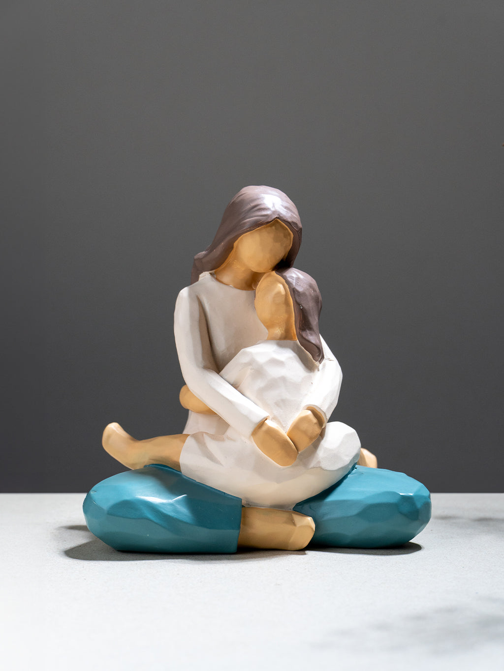 Mother and Daughter Figurine in Neutral Tones