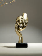Artistic Gold Resin Abstract Face Sculptures | Set of 3