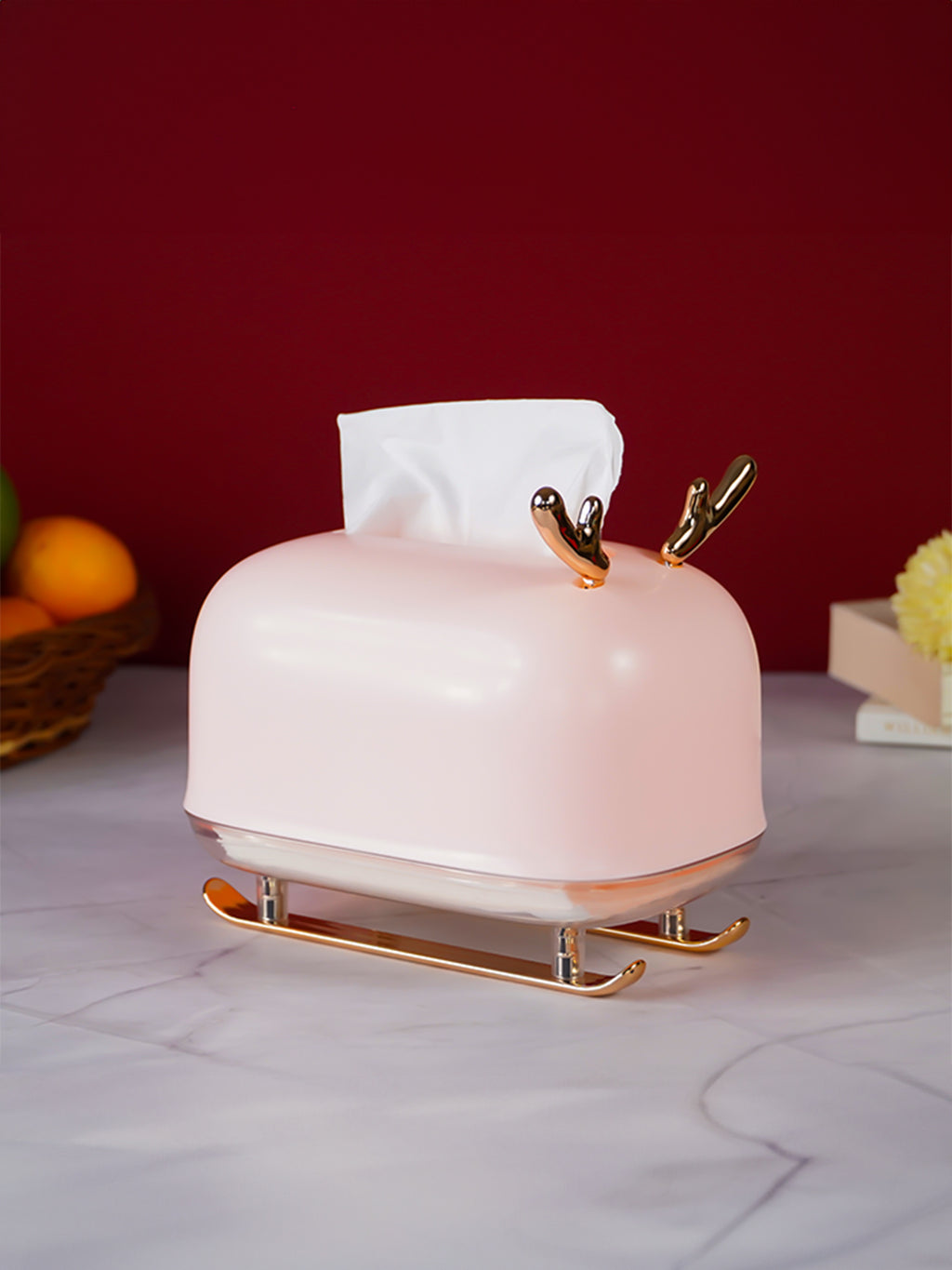 Pink Tissue Holder with Butterfly Accent