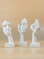 White Abstract Face Sculptures Set of 3