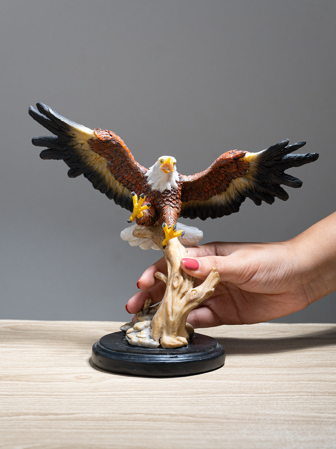 Bald Eagle Figurine on Wooden Perch Secondary image
