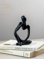 Black Abstract Thinker Sculpture with Modern Design