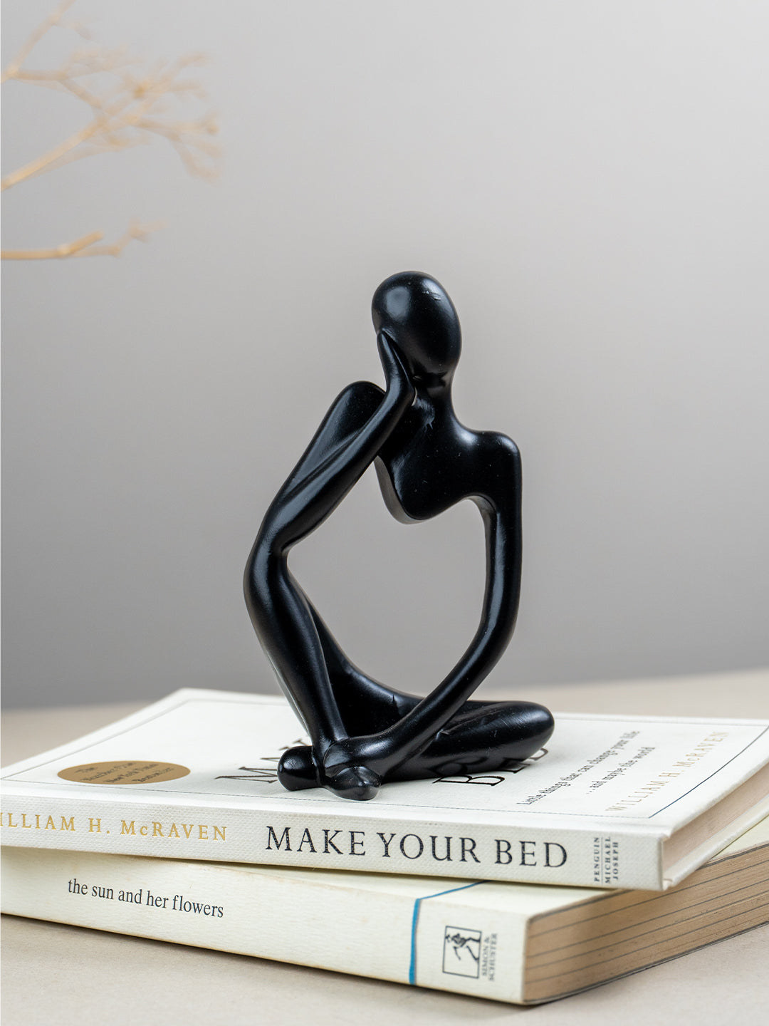 Black Abstract Thinker Sculpture with Modern Design