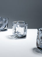 Smoky Gray Sculpted Glasses - Set of 6