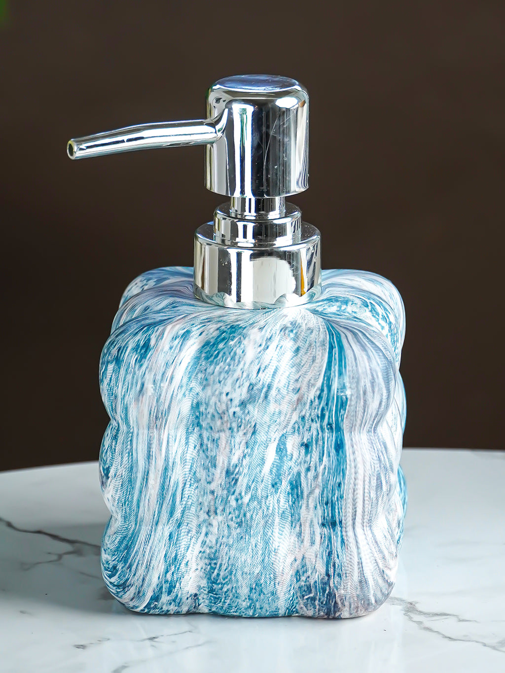 Blue Ocean Swirl Ceramic Soap Dispenser