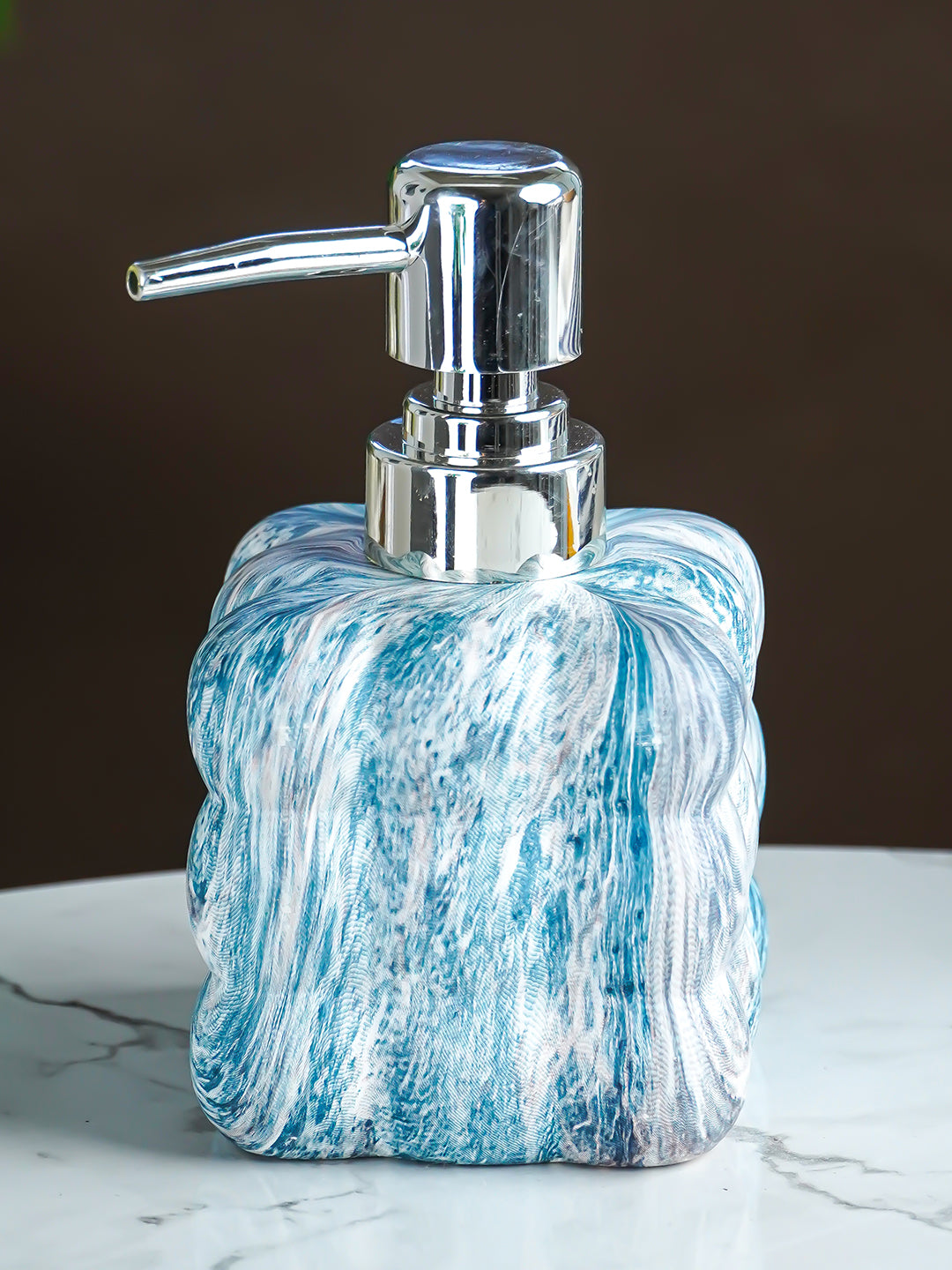 Blue Ocean Swirl Ceramic Soap Dispenser