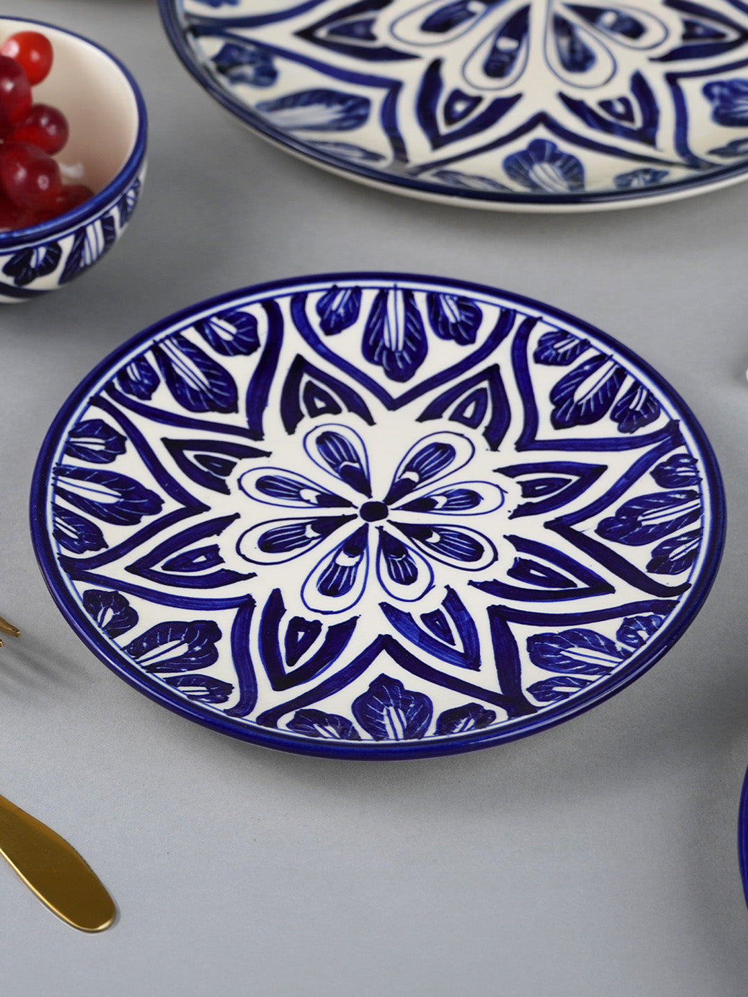 Blue Floral Mandala Design Dinnerware - Set of 18