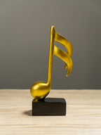 Gold Musical Note Sculptures with Black Bases | Set of 3