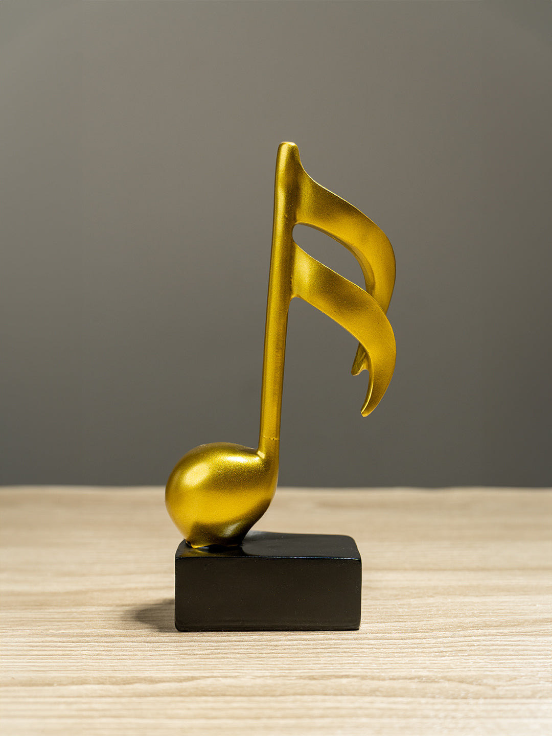 Gold Musical Note Sculptures with Black Bases | Set of 3