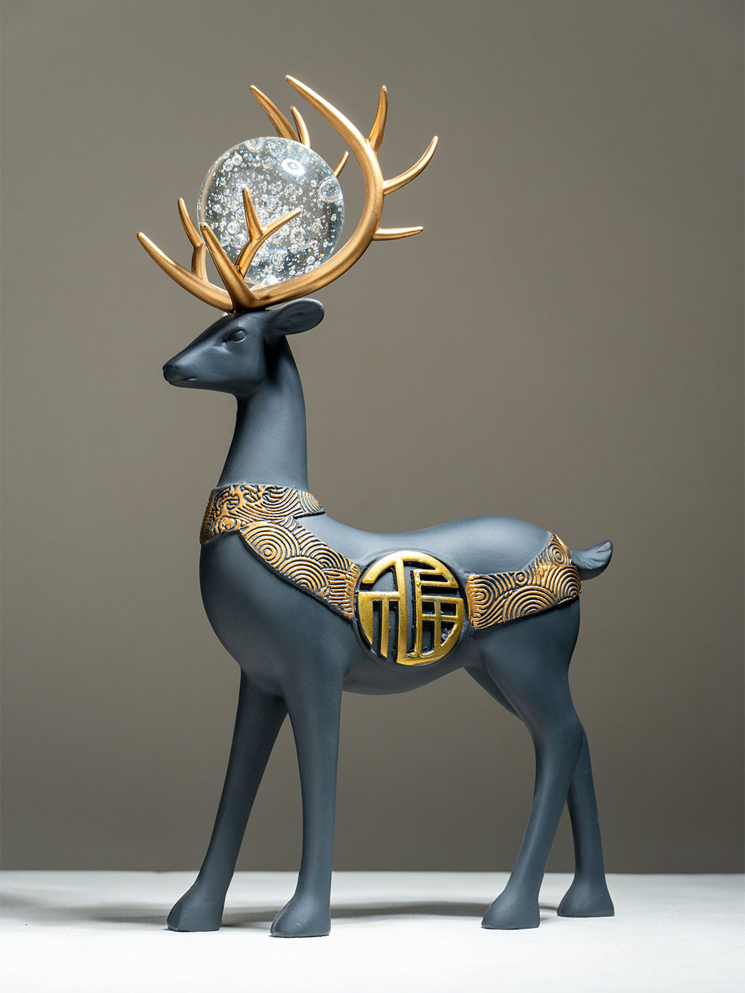 2Pcs Black Modern Deer Resin Figurines for Home Décor