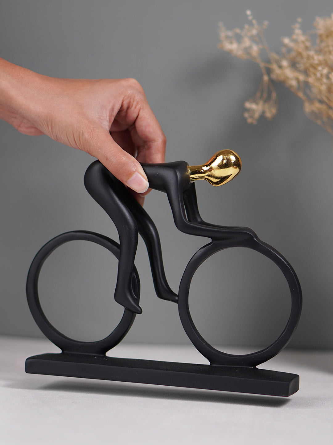 Black and Silver Cyclist Sculpture