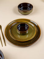 Modern Rustic Green Ceramic Dinner Set of 22 Piece