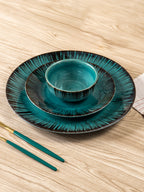 Ceramic Dinner Set with Black Tree Motif - Set of 18