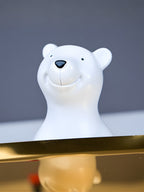 White Polar Bear Decorative Tray with Gold Plate