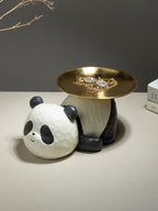 Panda-Shaped Figurine with Gold Plated Tray