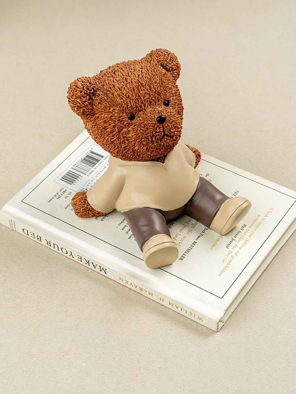 Brown Textured Teddy Bear Figurine in Yellow Shirt