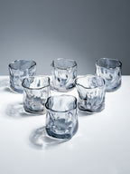 Smoky Gray Sculpted Glasses - Set of 6