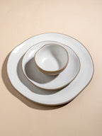 Modern Beige & White Rustic Ceramic Dinner Set of 28