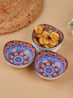 Blue & Orange Blaze Square Ceramic Bowls Set of 3