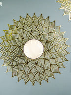 Gold Floral Cutout Table Mat with Intricate Petal Design
