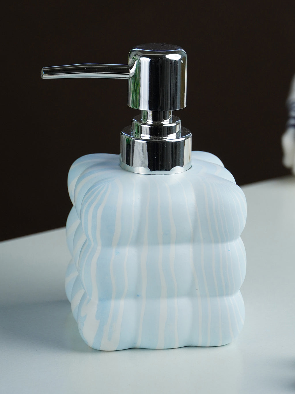 Blue and White Swirl Ceramic Soap Dispenser