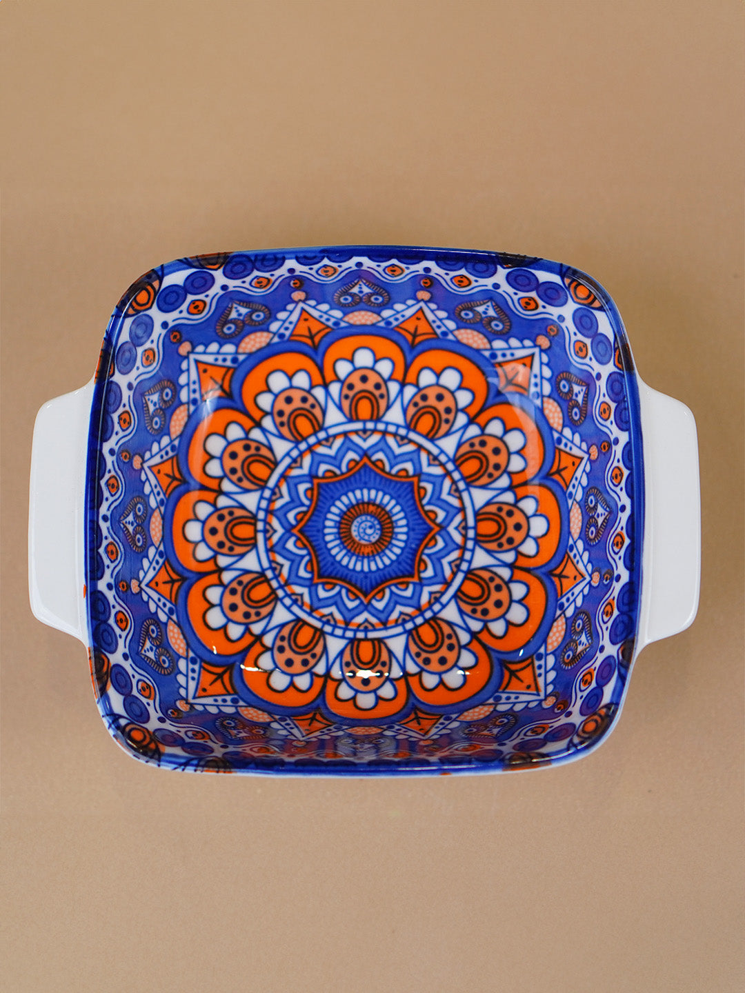 Blue & Orange Nova Square Ceramic Bowls Set of 2