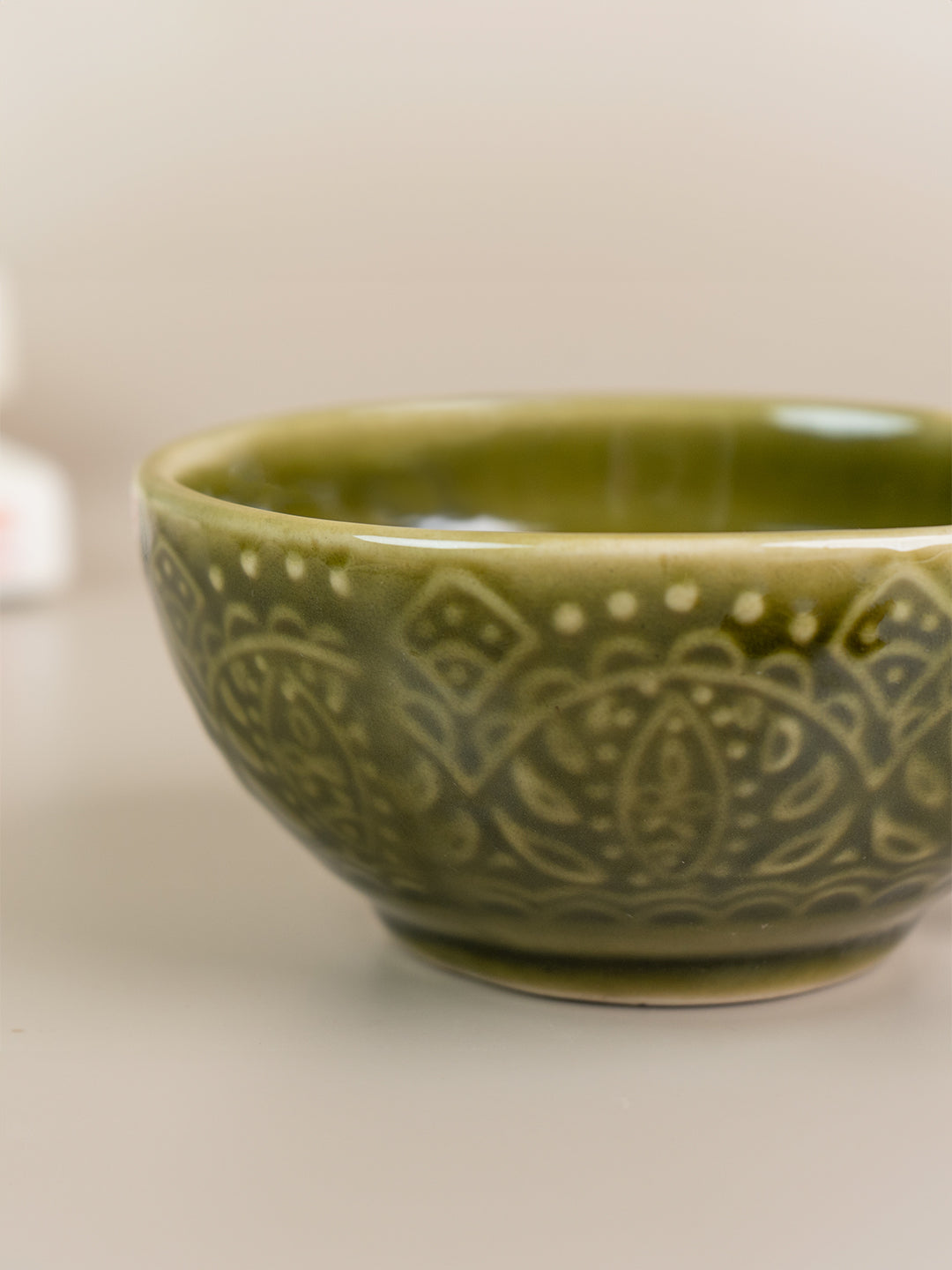 Green Ceramic Latte Mugs with Design