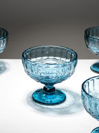 Ocean-Blue Embossed Dessert Cups - Set of 6