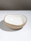 Modern Beige & White Rustic Ceramic Serving Bowl - 8"