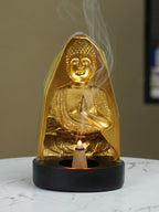 Gold Buddha Incense Holder with Meditation Aura Design